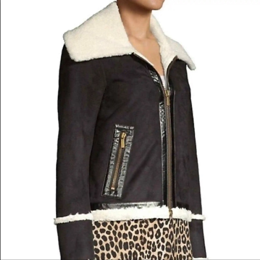 Michael Kors Faux Shearling Sherpa Lined women’s black jacket - Picture 2 of 8